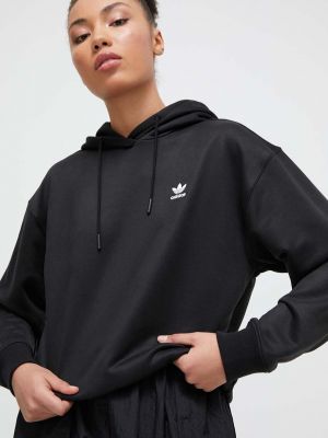 Bluză cu croială lejeră cu glugă Adidas negru