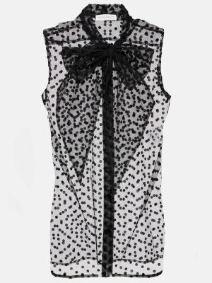 Tylová košeľa s mašľou Nina Ricci čierna