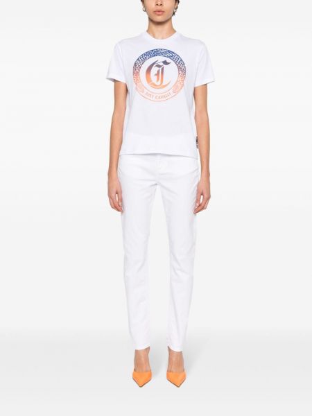 T-shirt aus baumwoll mit print Just Cavalli weiß