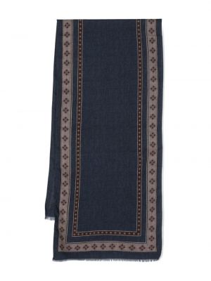Echarpe en laine à imprimé à motif géométrique Kiton bleu