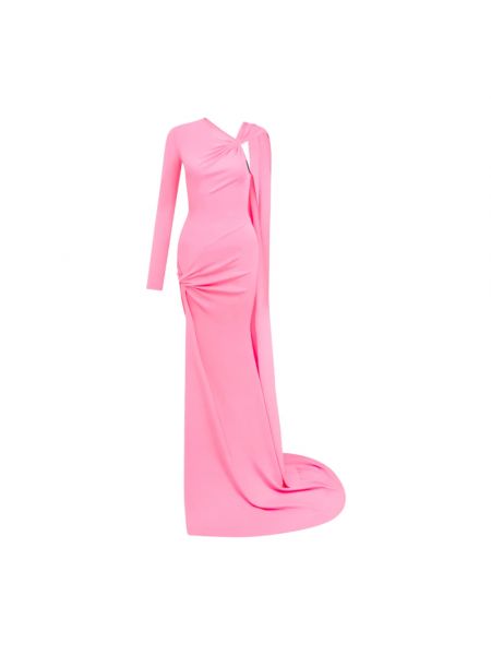 Sukienka długa asymetryczna David Koma różowa