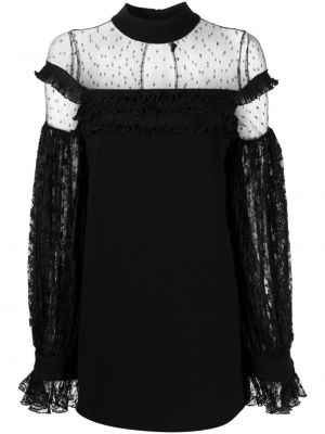 Černé krajkové průsvitné květinové koktejlové šaty Amen
