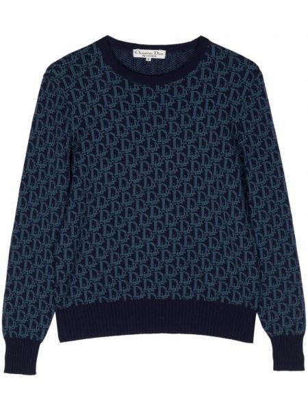 Jacquard woll langer pullover Christian Dior Pre-owned blau
