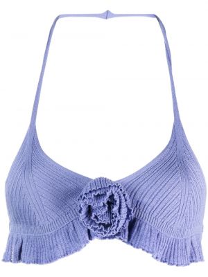 Pleten volneni modrček s cvetličnim vzorcem Blumarine vijolična