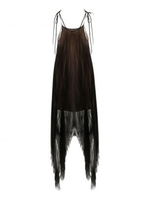 Sukienka midi asymetryczna plisowana Shanshan Ruan brązowa