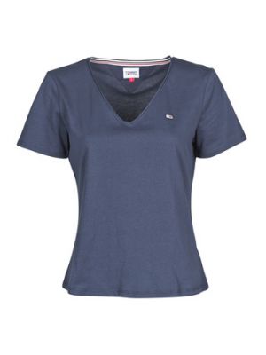 T-shirt slim fit con scollo a v in jersey Tommy Jeans blu