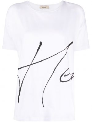 T-shirt con stampa con scollo tondo Herno bianco