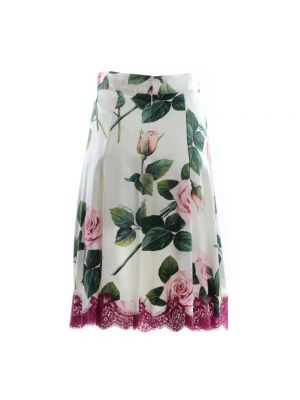 Spódnica midi w kwiatki Dolce And Gabbana różowa