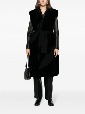 Vlněný kabát bez rukávů Stefano Mortari černý