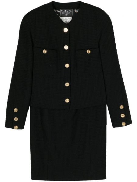 Μάλλινη φούστα tweed Chanel Pre-owned μαύρο