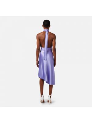 Vestido midi de raso asimétrico Elisabetta Franchi violeta