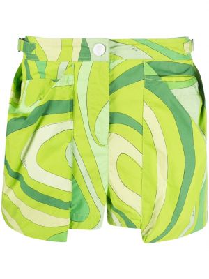 Shorts en coton à imprimé à motif géométrique Pucci vert