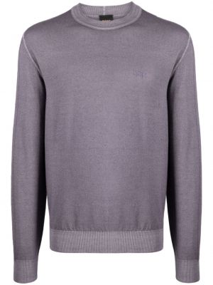 Vlnený sveter s potlačou Boss fialová