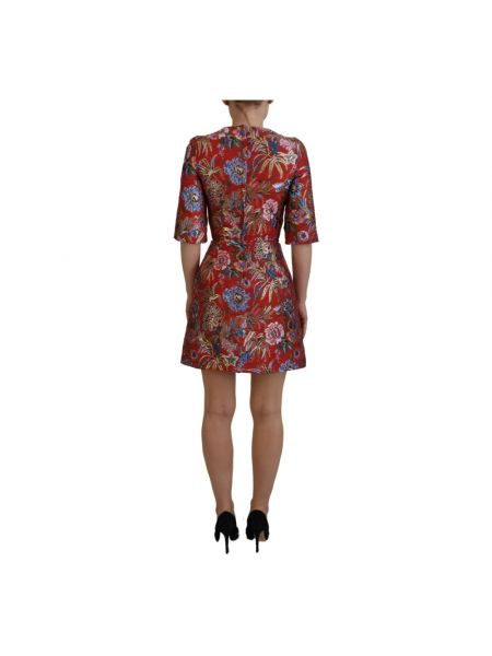 Mini vestido de flores de tejido jacquard Dolce & Gabbana rojo