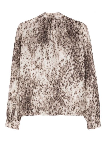 Seiden kragen bluse mit print mit leopardenmuster Givenchy braun