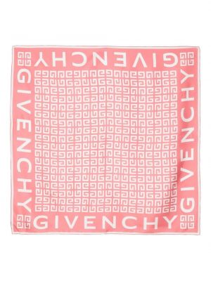 Μεταξωτός κασκόλ με σχέδιο Givenchy ροζ