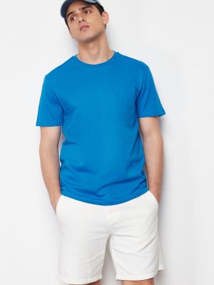 Pamut hímzett póló nyomtatás Trendyol kék