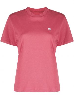 Bavlnené tričko s výšivkou Carhartt Wip ružová