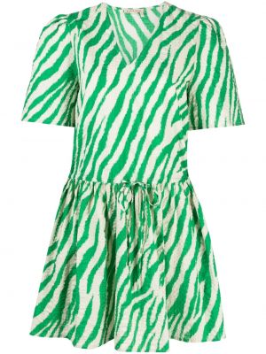 Bombažna obleka s potiskom z zebra vzorcem Stella Nova zelena