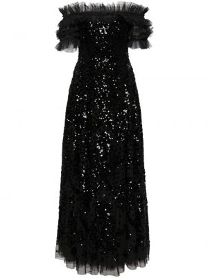 Βραδινό φόρεμα με παγιέτες Needle & Thread μαύρο