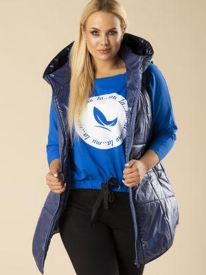 Prošívaná vesta s kapucí Ptakmoda modrá