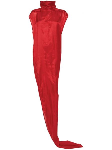 Ασύμμετρη βραδινό φόρεμα Rick Owens κόκκινο