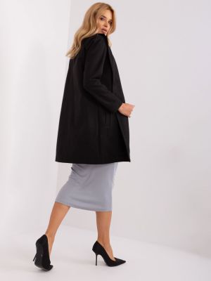 Kabát na gombíky s vreckami Fashionhunters čierna