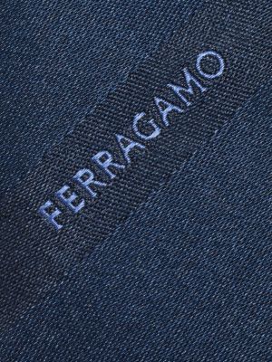 Jedwabny haftowany krawat Ferragamo niebieski