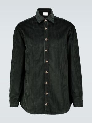 Oversized menčestrová košeľa King & Tuckfield zelená