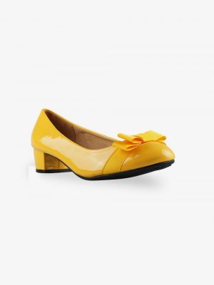 Туфли с бантом на каблуке на низком каблуке Krisp желтые