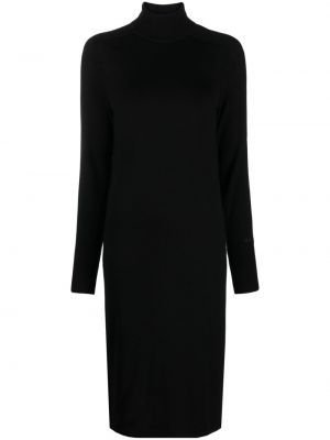 Gyapjú midi ruha Calvin Klein fekete