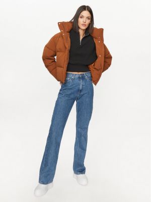 Πουπουλένιο τζιν μπουφάν Calvin Klein Jeans καφέ