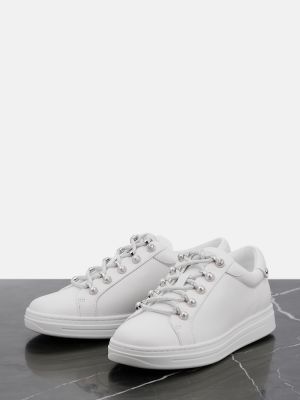 Δερμάτινα sneakers με μαργαριτάρια Jimmy Choo λευκό