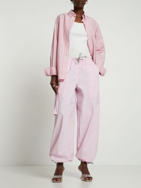 Pantaloni din nailon cu croială lejeră Saks Potts roz