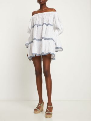 Čipkované bavlnené mini šaty Flora Sardalos biela