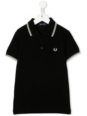 Kort tröja med broderi för tjejer Fred Perry Kids svart