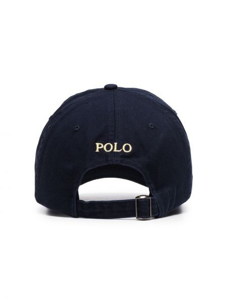 Siuvinėtas siuvinėtas kepurė su snapeliu Polo Ralph Lauren mėlyna