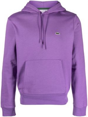 Medvilninis siuvinėtas džemperis su gobtuvu Lacoste violetinė