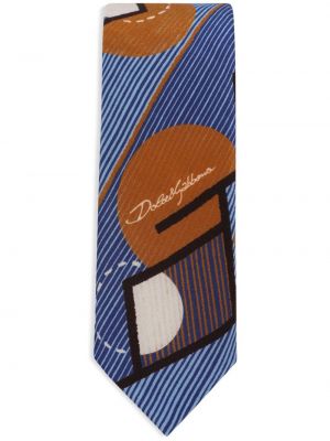Копринена вратовръзка с принт Dolce & Gabbana синьо