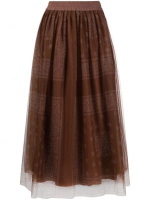 Midi sukňa s potlačou s paisley vzorom Fabiana Filippi hnedá