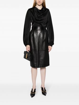 Kožená sukně Hermès černé