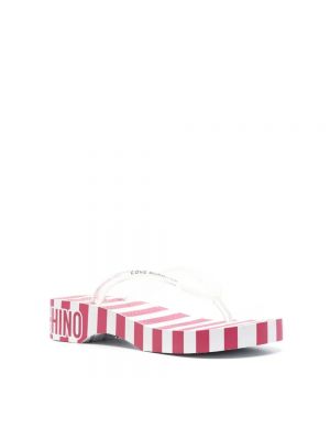 Gestreifte sandale mit absatz mit niedrigem absatz Love Moschino pink