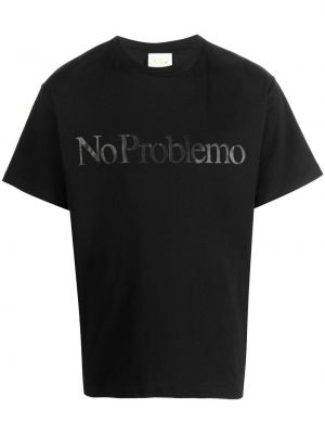 T-shirt avec imprimé slogan à imprimé Aries noir