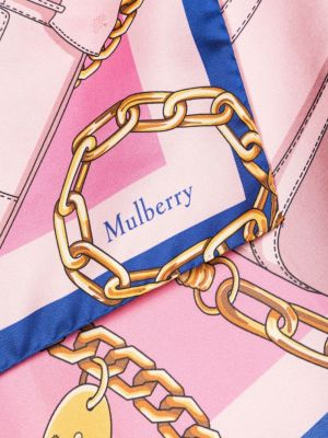 Raštuotas šilkinis šalikas Mulberry rožinė