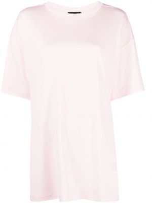 Koszulka z lyocellu z okrągłym dekoltem Styland różowa
