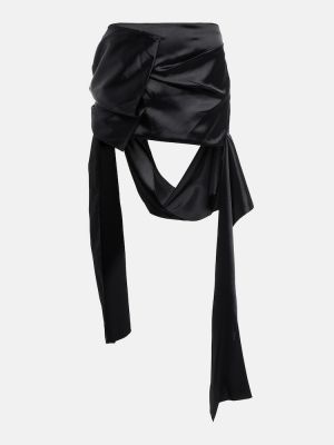 Satenska mini suknja s draperijom Acne Studios crna