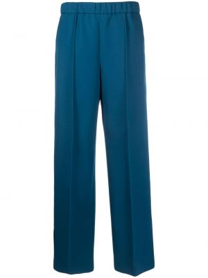 Vlněné rovné kalhoty Jil Sander modré