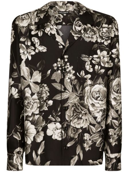 Zīda krekls ar ziediem ar apdruku Dolce & Gabbana