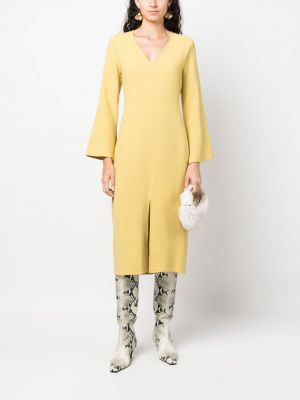 Midi šaty s výstřihem do v relaxed fit Antonelli žluté