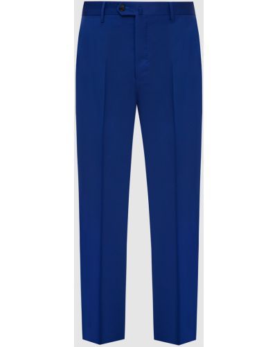 Синие шерстяные классические брюки Castello D'oro
